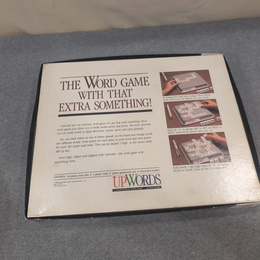 Milton Bradley Upwords 3D Word Game 1988 Vintage Board Game 4312 VG - Picture 5 of 6